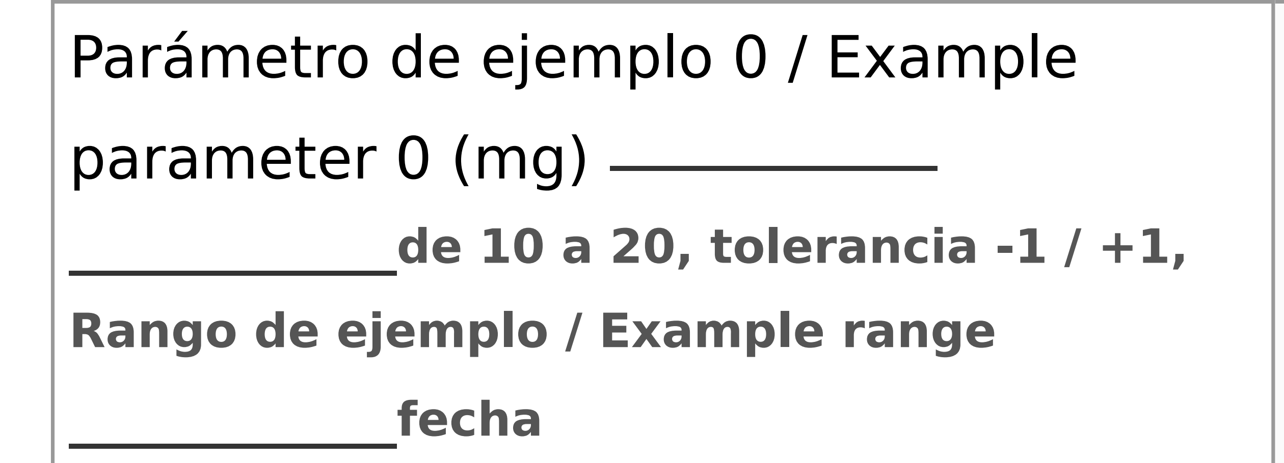 El parámetro con su rango de 10 a 20 y el hueco para anotar el valor.